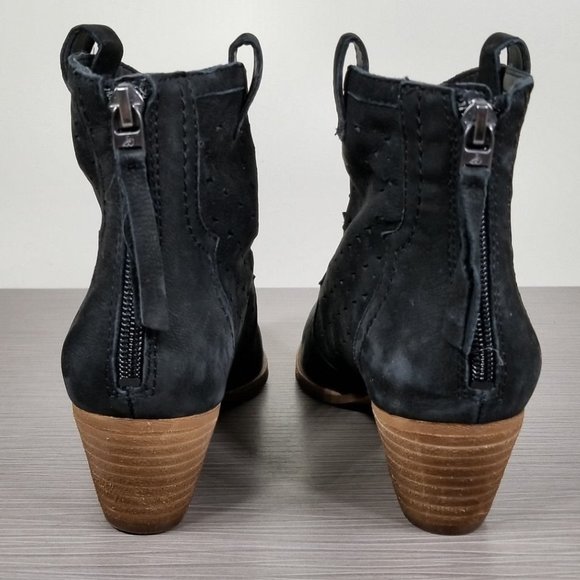 Sam Edelman Reynolds Block Heel Bootie, Black Nubuck, Womens Size 5 - Picture 5 of 9